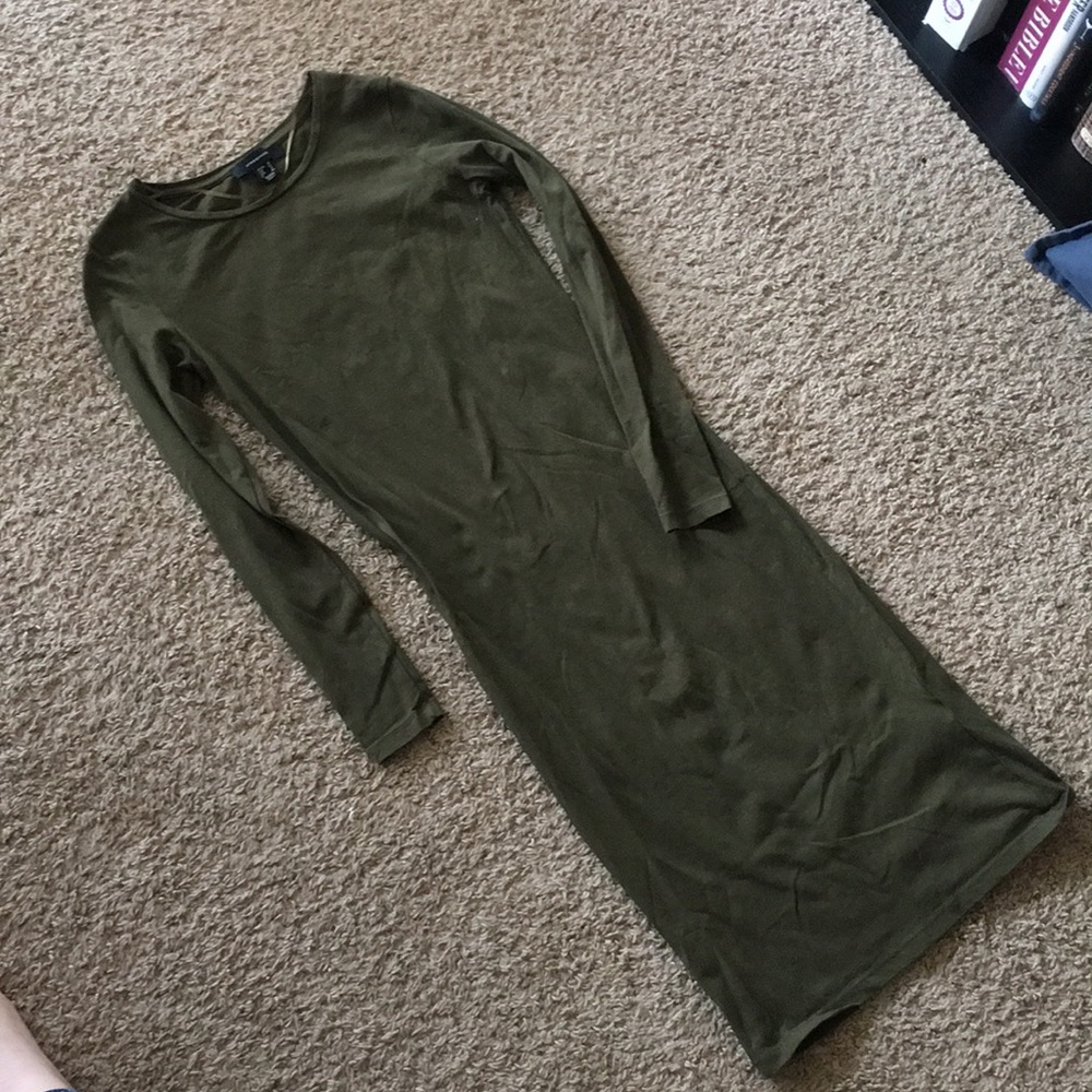 Khaki knee bodycon dress